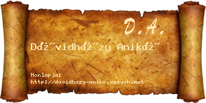 Dávidházy Anikó névjegykártya